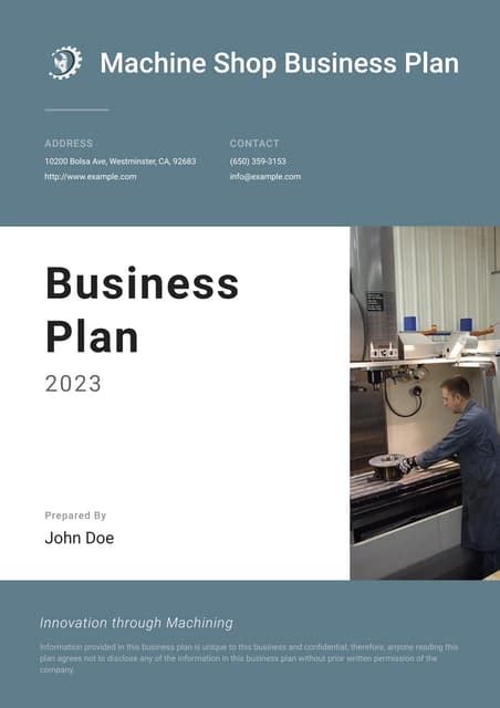 machine shop business plan